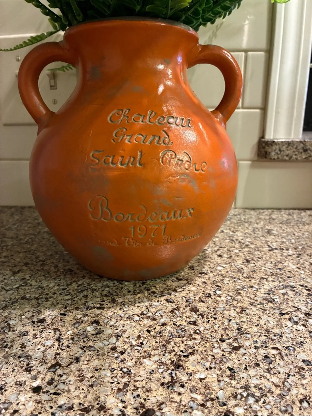 Vintage 1971 Chateau Grand Saint-André Bordeaux wine jug or‎ vase 2 handles